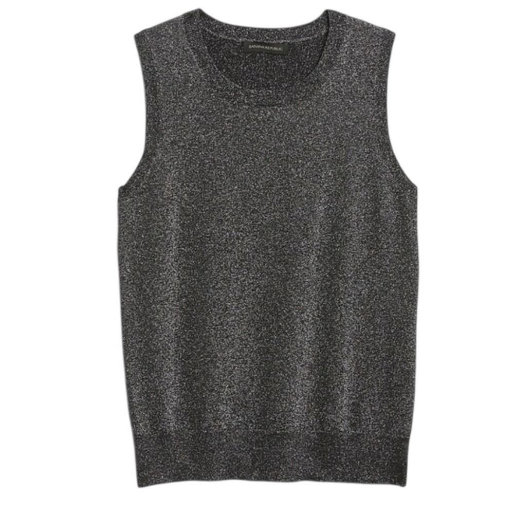 Banana Republic crew neck sleeveless metallic knit top Sz S excellent condition